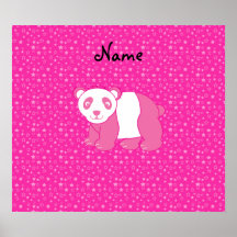 Personalized name pink panda pink stars poster