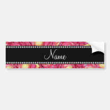 Personalized name Pink roses Bumper Stickers