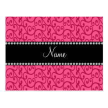 Personalized name pink swirls post card