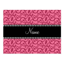 Personalized name pink swirls postcard