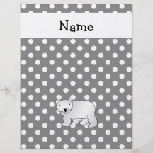 Personalized name polar bear black white polka dot flyers