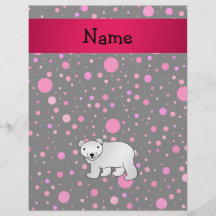 Personalized name polar bear pink polka dots personalized flyer