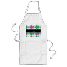 Personalized name Purple and green argyle Apron