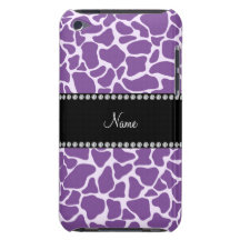 Personalized name purple giraffe pattern barely there iPod cover