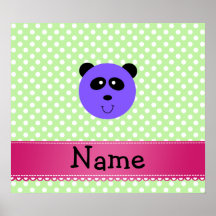 Personalized name purple panda face poster
