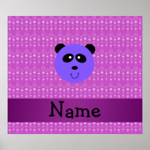 Personalized name purple panda head posters