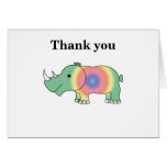 Personalized name rainbow rhino greeting card
