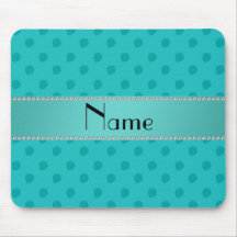 Personalized name turquoise strawberries pattern mouse pad