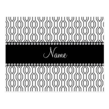 Personalized name white geometric diamonds pattern postcards