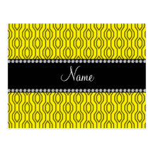 Personalized name yellow geometric diamonds post card