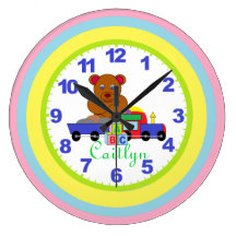 Personalized Pastel Nursery "Toys" Clock w/Numbers