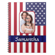 Personalized Patriotic American flag Notebook