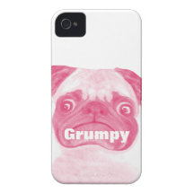 Personalized PINK Grumpy Puggy Case-Mate iPhone 4 Cases