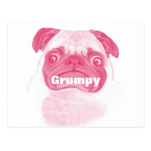 Personalized PINK Grumpy Puggy Post Cards