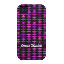 Personalized pink purple harlequin pattern Case-Mate iPhone 4 cover