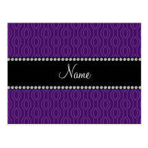 Personalized purple geometric diamonds pattern post cards