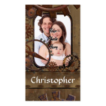 Personalized steampunk photo template business card