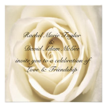 Petals Of Love, White,  Wedding Invitations