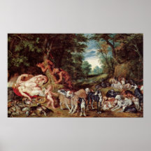 Peter Paul Rubens - nymphs satyrs and dogs Poster