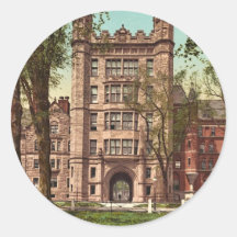 Phelps Hall and gateway, Yale College rare Photoch Round Stickers