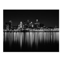 Philly night b/w postcards