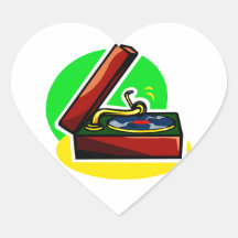 Phonograph Record Player with Case Heart Stickers