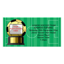 Photo Golden soccer award invitation photo card