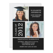 Photo Graduation Invitation ~Classy Black & White