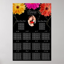 Photo Pink and Orange Gerber Daisy Seating Chart Poster