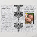 Photo Wedding Program Black Damask Flyer Design