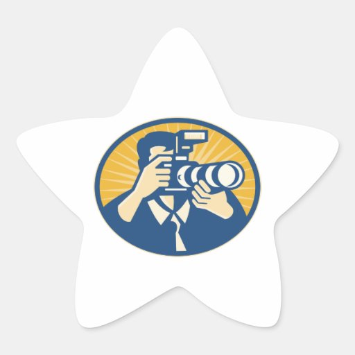 Photographer DSLR Camera Shooting Retro Stickers