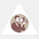 Photographer Shooting Video Camera Retro Stickers