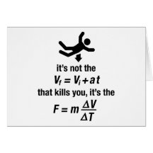 physics - it's the sudden deceleration that kills greeting cards