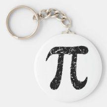 Pi symbol krychain, worn distressed geeky black key chain
