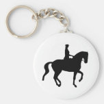 Piaffe Dressage Horse and Rider (black) Key Chains