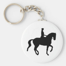 Piaffe Dressage Horse and Rider (black) Key Chains