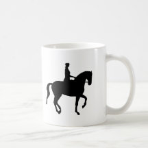 Piaffe Dressage Horse and Rider (black) Mugs