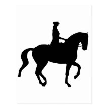 Piaffe Dressage Horse and Rider (black) Post Card