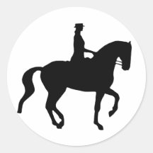 Piaffe Dressage Horse and Rider (black) Round Stickers