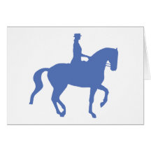 Piaffe Dressage Horse and Rider (blue) Greeting Cards