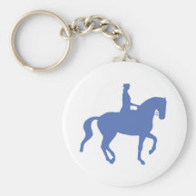 Piaffe Dressage Horse and Rider (blue) Key Chains