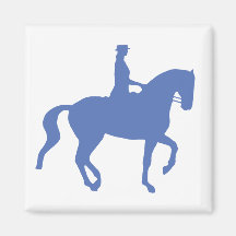 Piaffe Dressage Horse and Rider (blue) Fridge Magnets