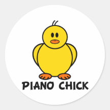 Piano Chick Round Stickers