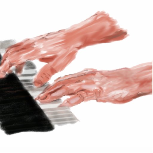 Piano keyboard hands playing keys design cut outs