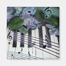 Piano Keys and Flowers Fridge Magnet