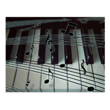 Piano Keys and Music Notes Post Cards