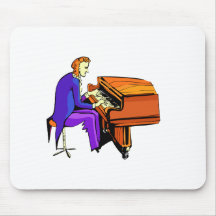 Piano man playing grand piano blue coat mouse pads