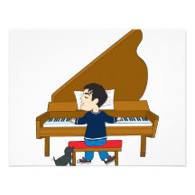 Piano Player and Dog Personalized Invites