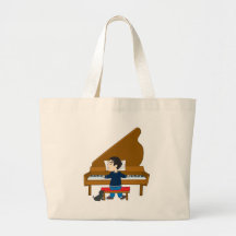 Piano Player and Dog Tote Bags
