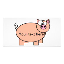 Pig cartoon personalised photo card